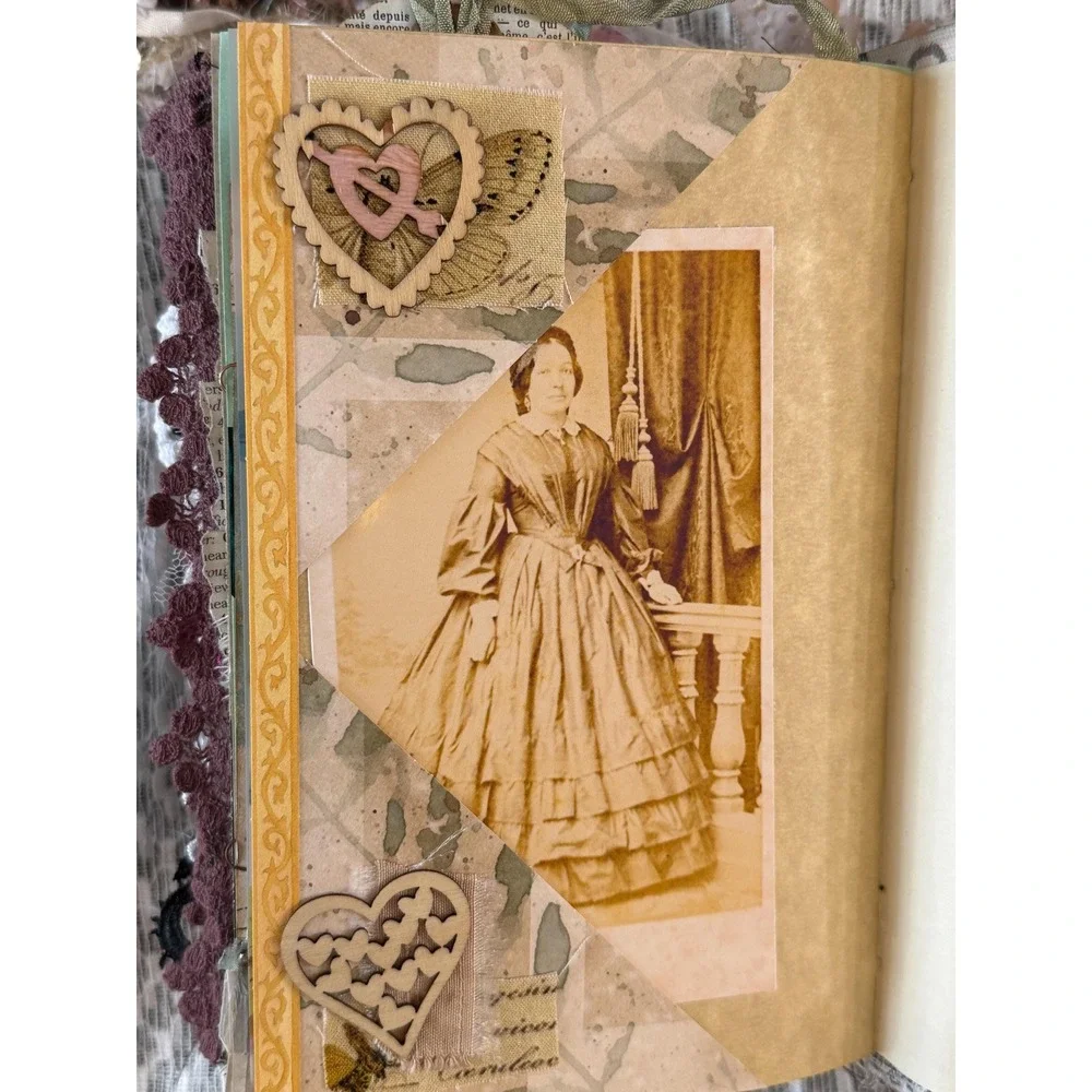 Vintage Cabinet Card Front & Applique Junk Journal